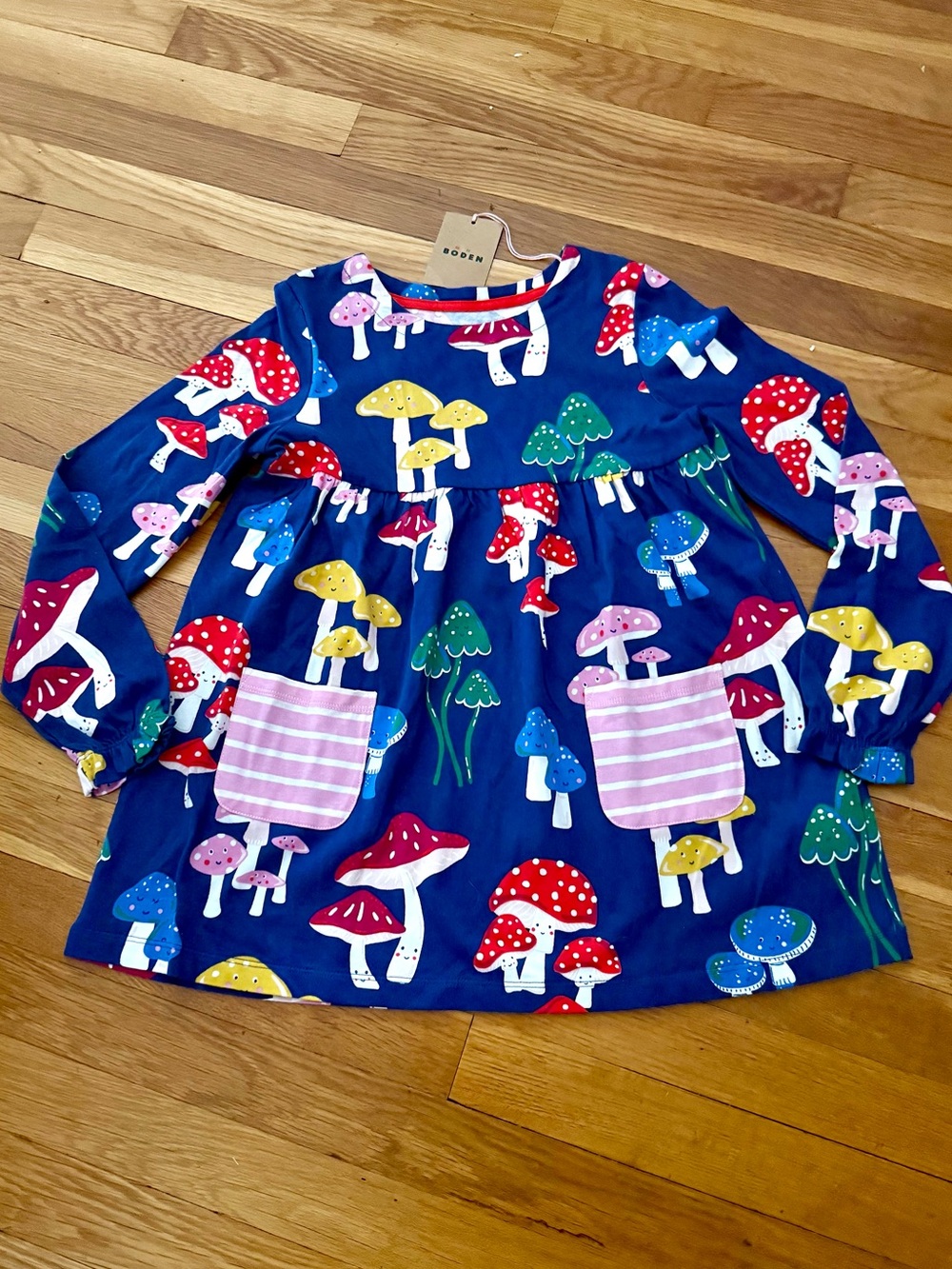 NWT Mini Boden 8-9Y Toadstool Print Tunic/Dress with Pockets